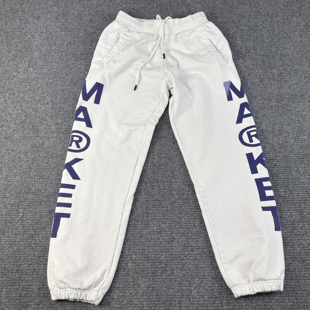 China MARKET Sweatpants Mens Small White 100% Cotton Logo Jogger Pants